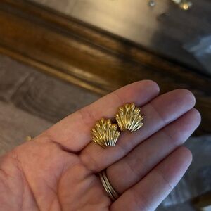 Vintage Monet Shell Stud Earrings